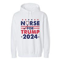 Retro Nurses For Trump 2024 America Stars Flag Stripes Trump Garment-Dyed Fleece Hoodie