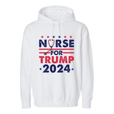 Retro Nurses For Trump 2024 America Stars Flag Stripes Trump Garment-Dyed Fleece Hoodie