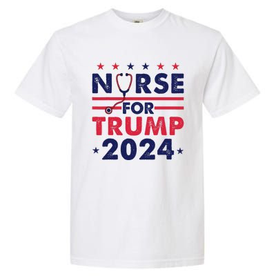 Retro Nurses For Trump 2024 America Stars Flag Stripes Trump Garment-Dyed Heavyweight T-Shirt