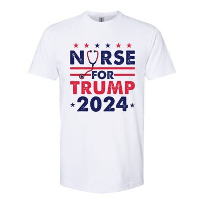 Retro Nurses For Trump 2024 America Stars Flag Stripes Trump Softstyle CVC T-Shirt