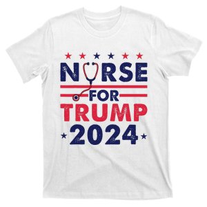 Retro Nurses For Trump 2024 America Stars Flag Stripes Trump T-Shirt