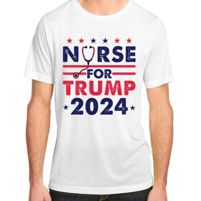 Retro Nurses For Trump 2024 America Stars Flag Stripes Trump Adult ChromaSoft Performance T-Shirt