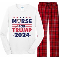 Retro Nurses For Trump 2024 America Stars Flag Stripes Trump Long Sleeve Pajama Set