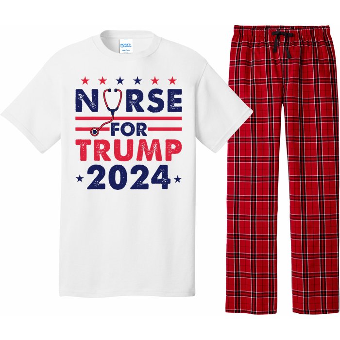 Retro Nurses For Trump 2024 America Stars Flag Stripes Trump Pajama Set