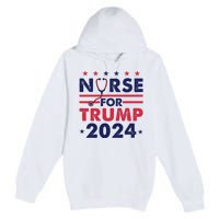 Retro Nurses For Trump 2024 America Stars Flag Stripes Trump Premium Pullover Hoodie