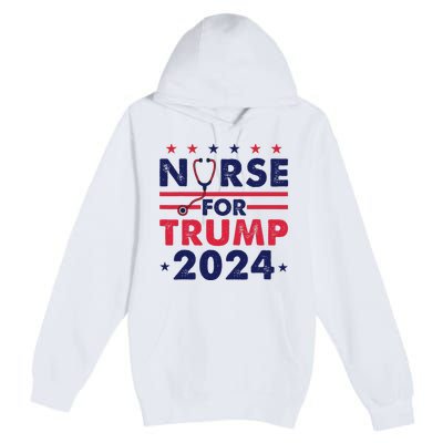 Retro Nurses For Trump 2024 America Stars Flag Stripes Trump Premium Pullover Hoodie