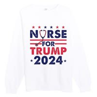 Retro Nurses For Trump 2024 America Stars Flag Stripes Trump Premium Crewneck Sweatshirt