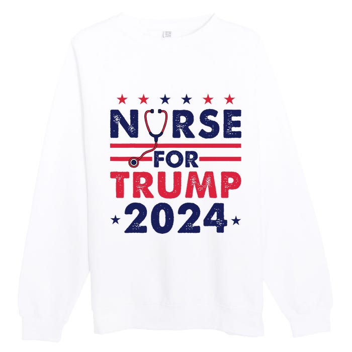 Retro Nurses For Trump 2024 America Stars Flag Stripes Trump Premium Crewneck Sweatshirt