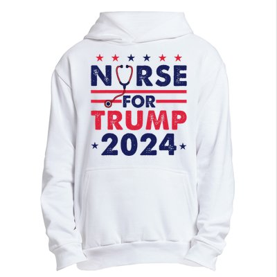 Retro Nurses For Trump 2024 America Stars Flag Stripes Trump Urban Pullover Hoodie