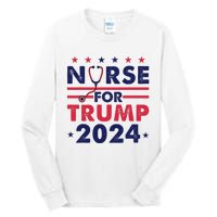 Retro Nurses For Trump 2024 America Stars Flag Stripes Trump Tall Long Sleeve T-Shirt