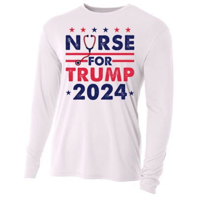 Retro Nurses For Trump 2024 America Stars Flag Stripes Trump Cooling Performance Long Sleeve Crew