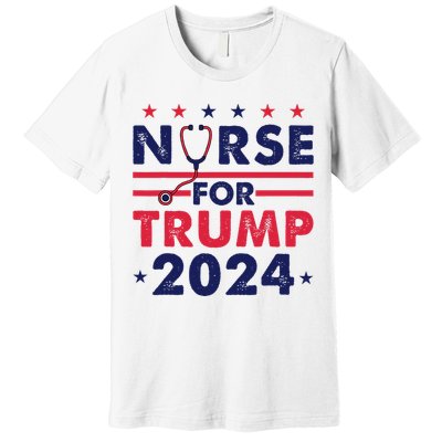 Retro Nurses For Trump 2024 America Stars Flag Stripes Trump Premium T-Shirt