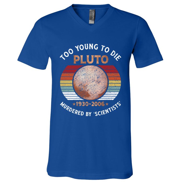 Retro Never Forget Pluto Great Gift Vintage Planet Funny Science Gift V-Neck T-Shirt