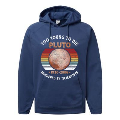 Retro Never Forget Pluto Great Gift Vintage Planet Funny Science Gift Performance Fleece Hoodie