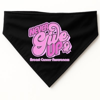 Retro Never Give Up Breast Cancer Awareness USA-Made Doggie Bandana