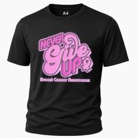Retro Never Give Up Breast Cancer Awareness Cooling Performance Crew T-Shirt