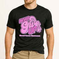 Retro Never Give Up Breast Cancer Awareness Cooling Performance Crew T-Shirt