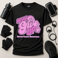Retro Never Give Up Breast Cancer Awareness Cooling Performance Crew T-Shirt