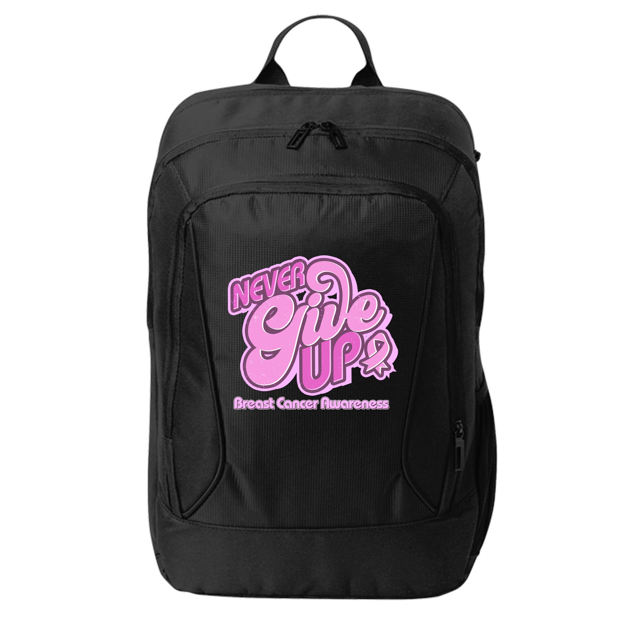 Retro Never Give Up Breast Cancer Awareness City Backpack