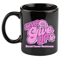 Retro Never Give Up Breast Cancer Awareness 11oz C Handle Ceramic Mug