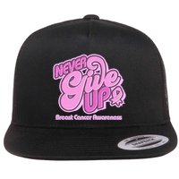 Retro Never Give Up Breast Cancer Awareness Flatbill Hat