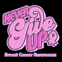 Retro Never Give Up Breast Cancer Awareness Flatbill Hat