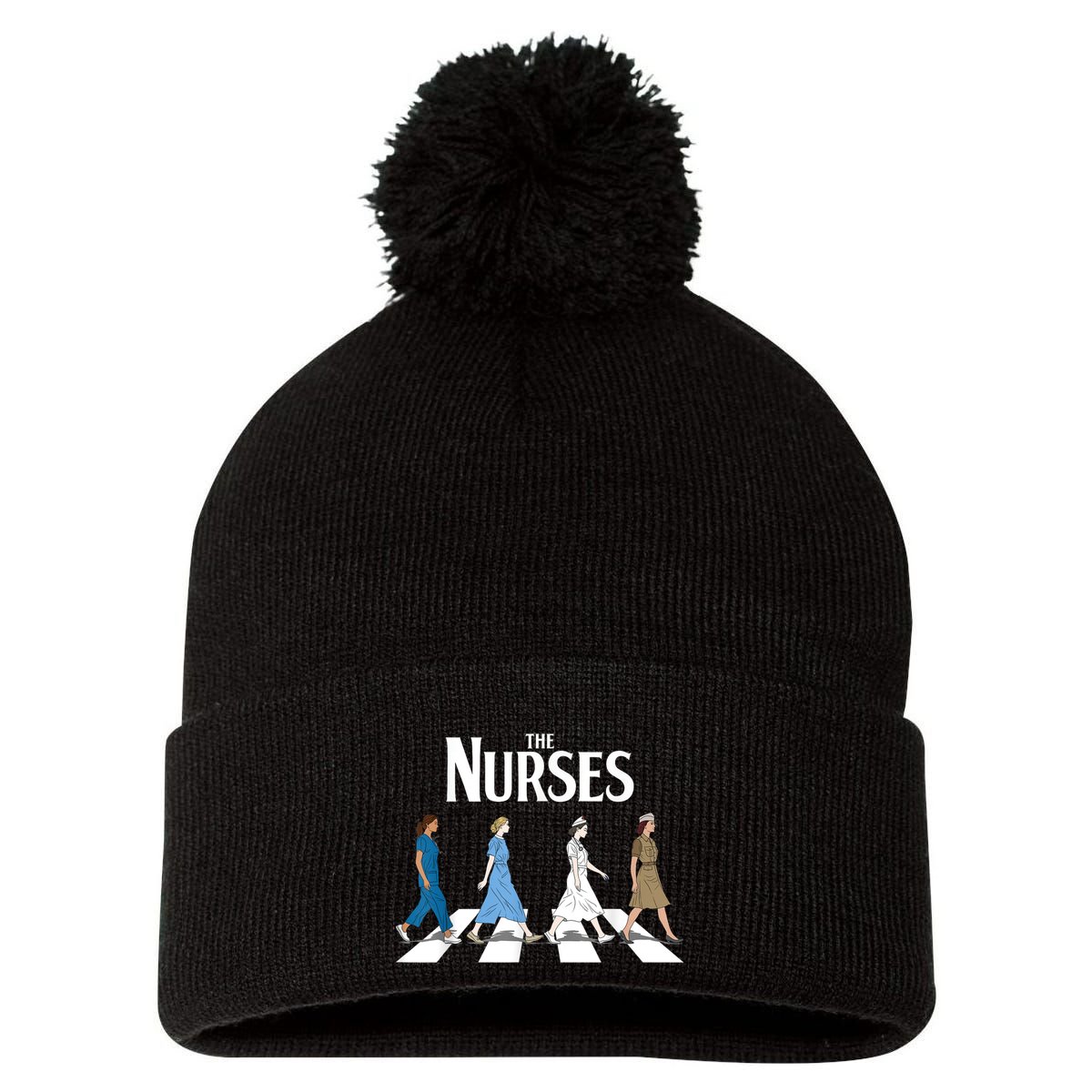 Retro Nurse Gifts Nurse Week Funny Nurse Pom Pom 12in Knit Beanie