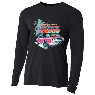 Retro Nothing Good Starts In A Getaway Car Cooling Performance Long Sleeve Crew