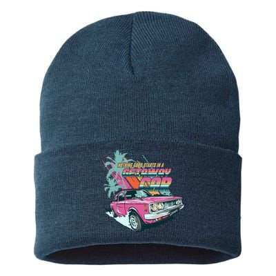 Retro Nothing Good Starts In A Getaway Car Sustainable Knit Beanie