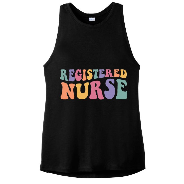 RN Nurse Groovy Registered Nurse Nursing School Women Ladies PosiCharge Tri-Blend Wicking Tank