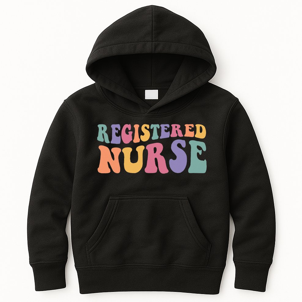 RN Nurse Groovy Registered Nurse Nursing School Women Kids Hoodie