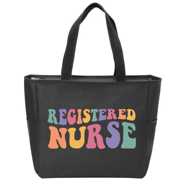 RN Nurse Groovy Registered Nurse Nursing School Women Zip Tote Bag