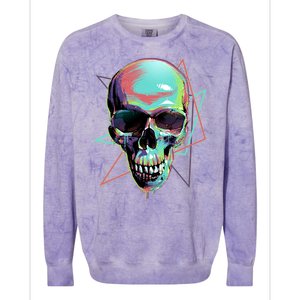 Retro Neon Graffiti Paint Skull Colorblast Crewneck Sweatshirt