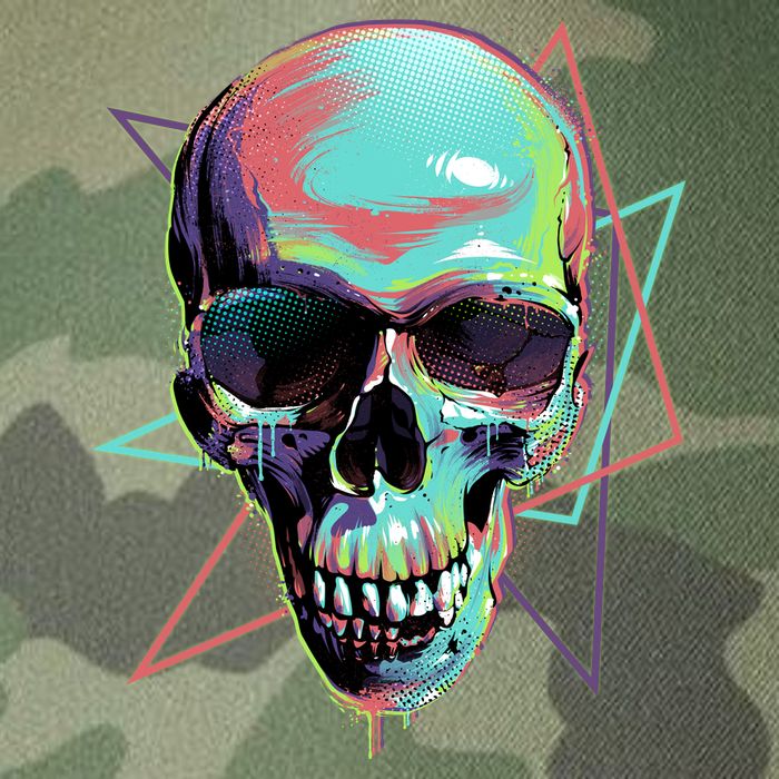Retro Neon Graffiti Paint Skull Legacy Tie Dye Trucker Hat