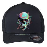 Retro Neon Graffiti Paint Skull Flexfit Unipanel Trucker Cap