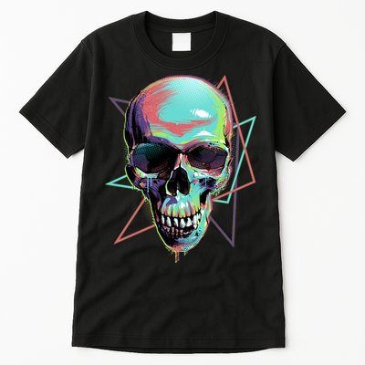 Retro Neon Graffiti Paint Skull Tall T-Shirt