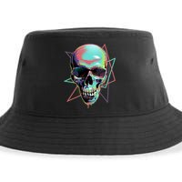 Retro Neon Graffiti Paint Skull Sustainable Bucket Hat