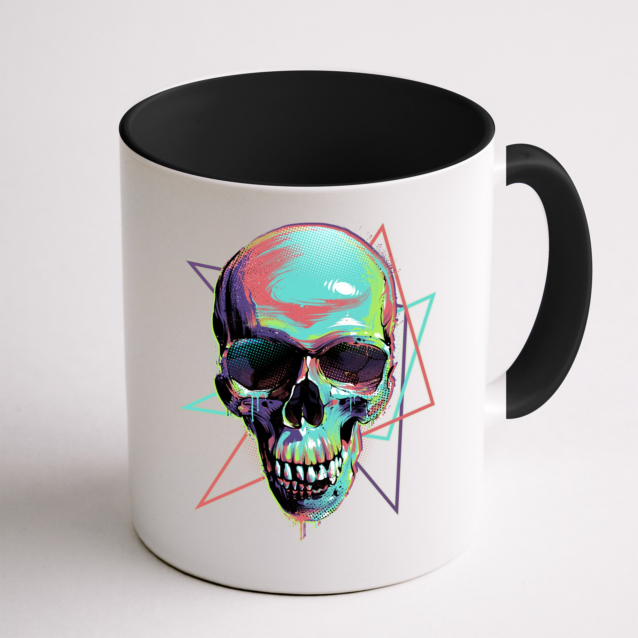Retro Neon Graffiti Paint Skull Mug