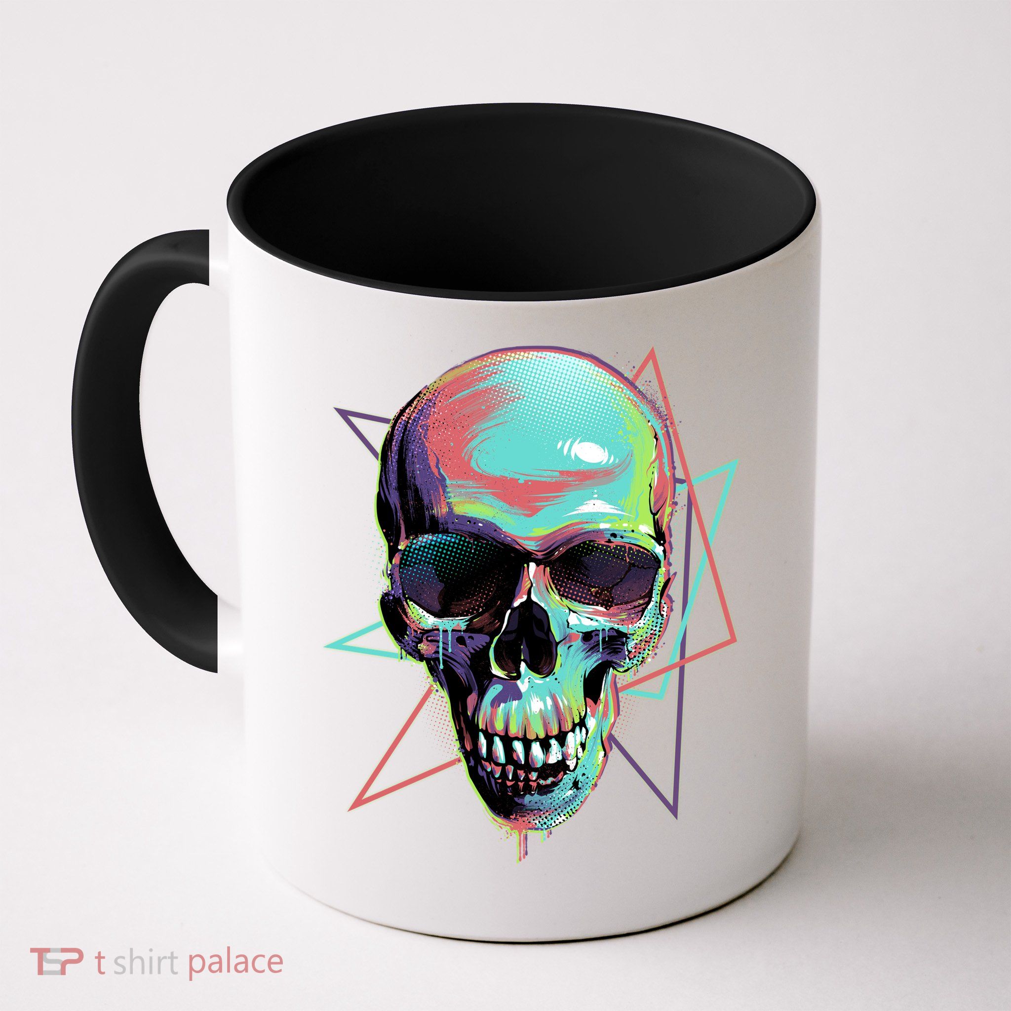 Retro Neon Graffiti Paint Skull Mug