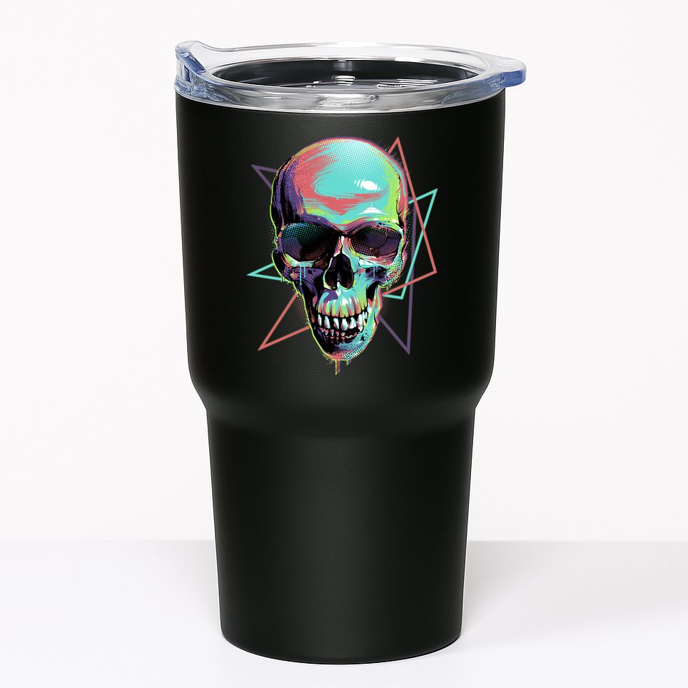 Retro Neon Graffiti Paint Skull Tumbler