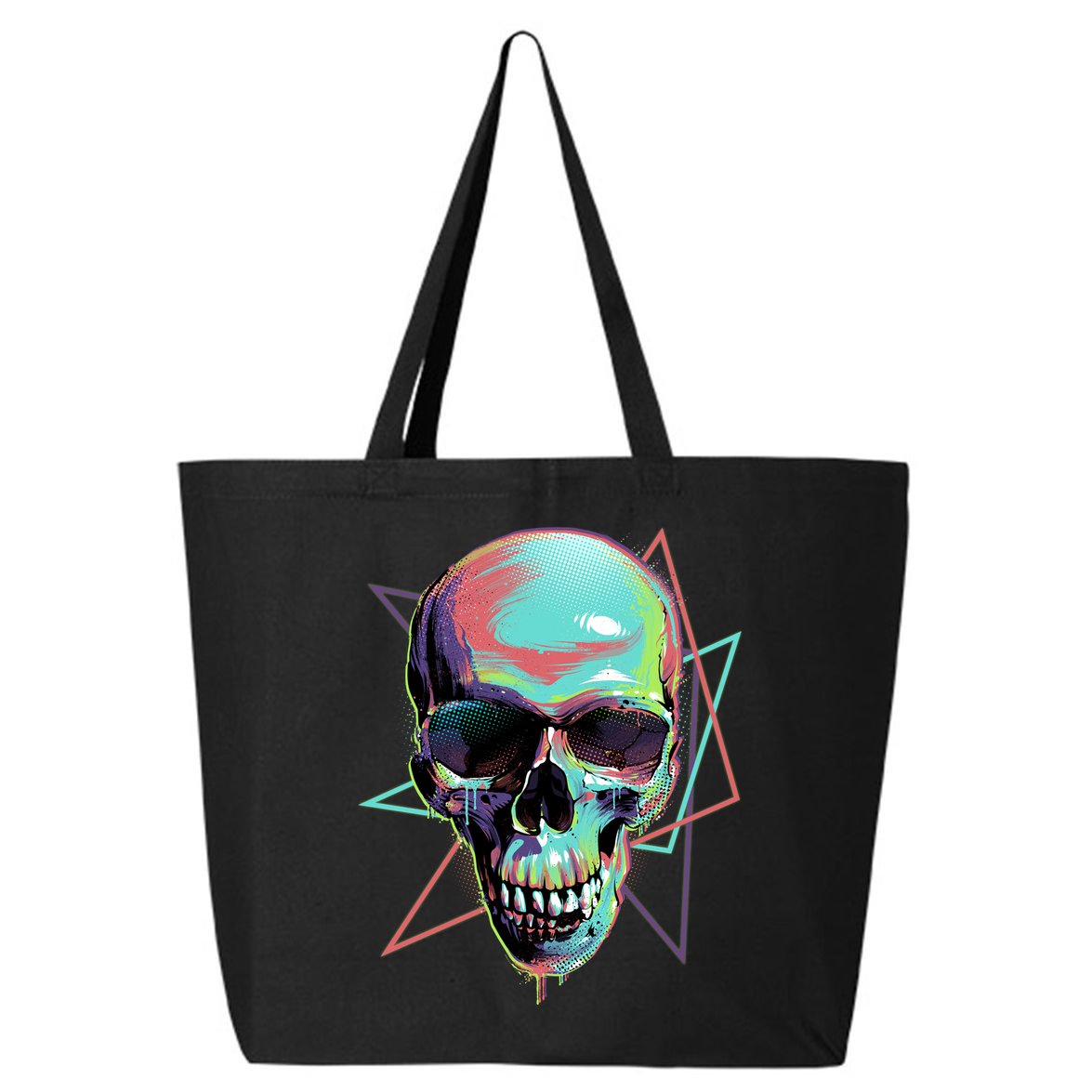 Retro Neon Graffiti Paint Skull 25L Jumbo Tote
