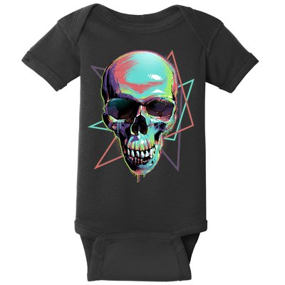 Retro Neon Graffiti Paint Skull Baby Bodysuit