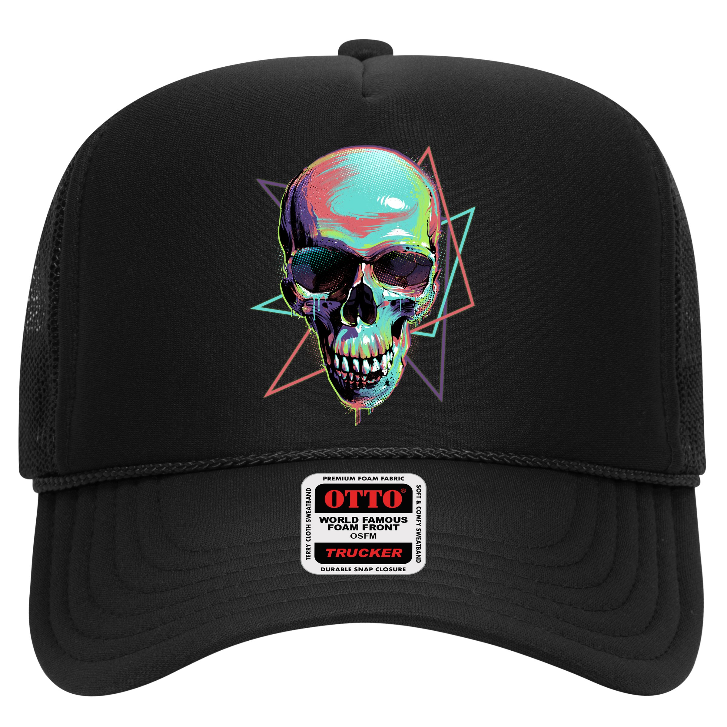 Retro Neon Graffiti Paint Skull Hat