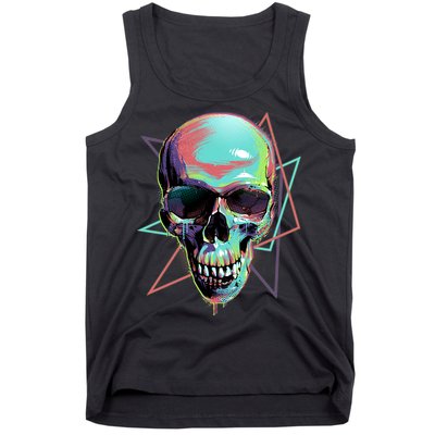 Retro Neon Graffiti Paint Skull Tank Top