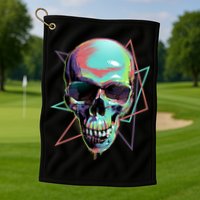 Retro Neon Graffiti Paint Skull Golf Towel