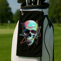 Retro Neon Graffiti Paint Skull Golf Towel