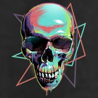 Retro Neon Graffiti Paint Skull Golf Towel