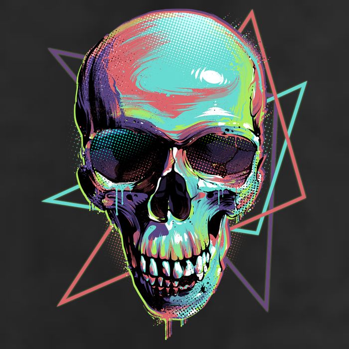 Retro Neon Graffiti Paint Skull Golf Towel