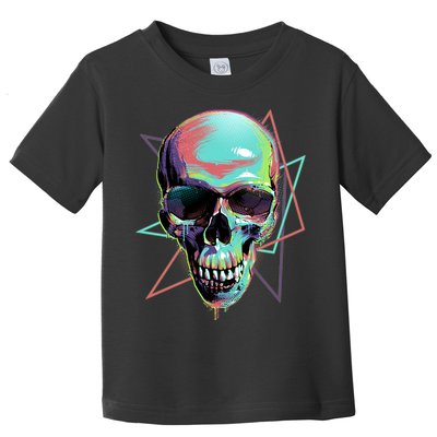 Retro Neon Graffiti Paint Skull Toddler T-Shirt