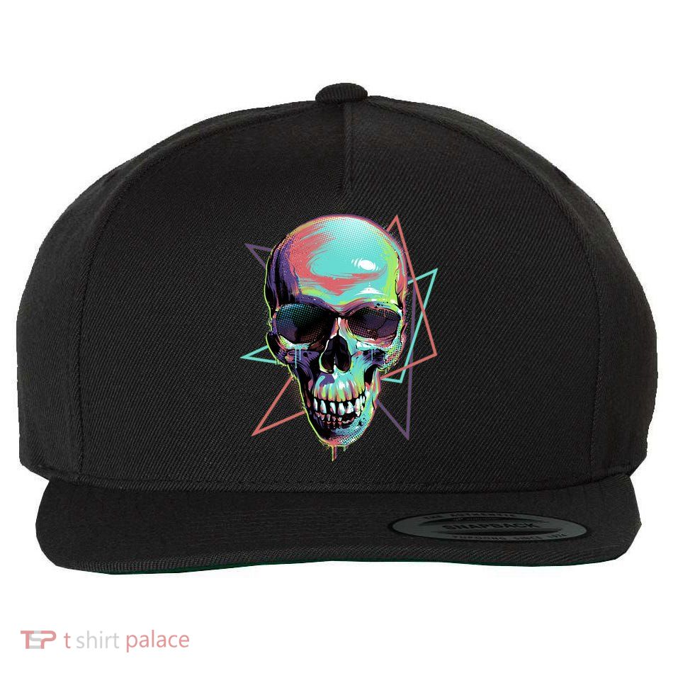 Retro Neon Graffiti Paint Skull Wool Snapback Cap